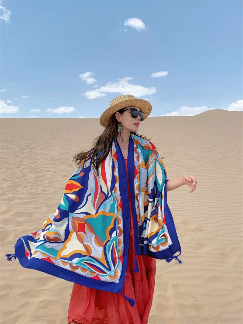 Travel Beach Sunscreen Scarves for Women Bikini Large Sarong Wrap Scarf Brazilian Swimsuit Bathing Cover-ups 17 Styles 90x180cm