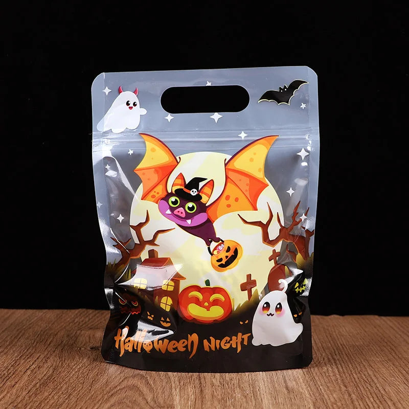 Halloween Party Candy Bag Cartoon Pumpkin Ghost Self Sealing Bag Kids Trick or Treat Cookies Snack Packaging Decoration Favors