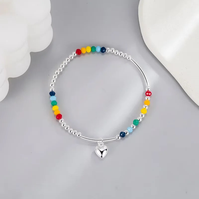 Rainbow Bear Love Beaded Pendants Bracelet for Women Y2K Elegant Trendy Handmade Bead Chain Party Jewelry Gifts