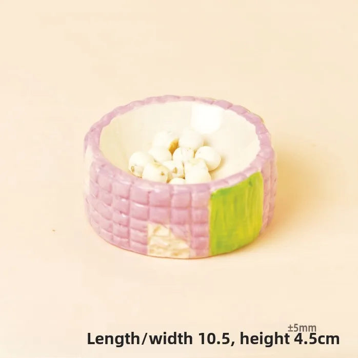 Corn-Shaped Ceramic Hamster Hideout Food Water Bottle Holder for Hamsters Gerbils Small Pets for Summer Cooling Cage Decoration