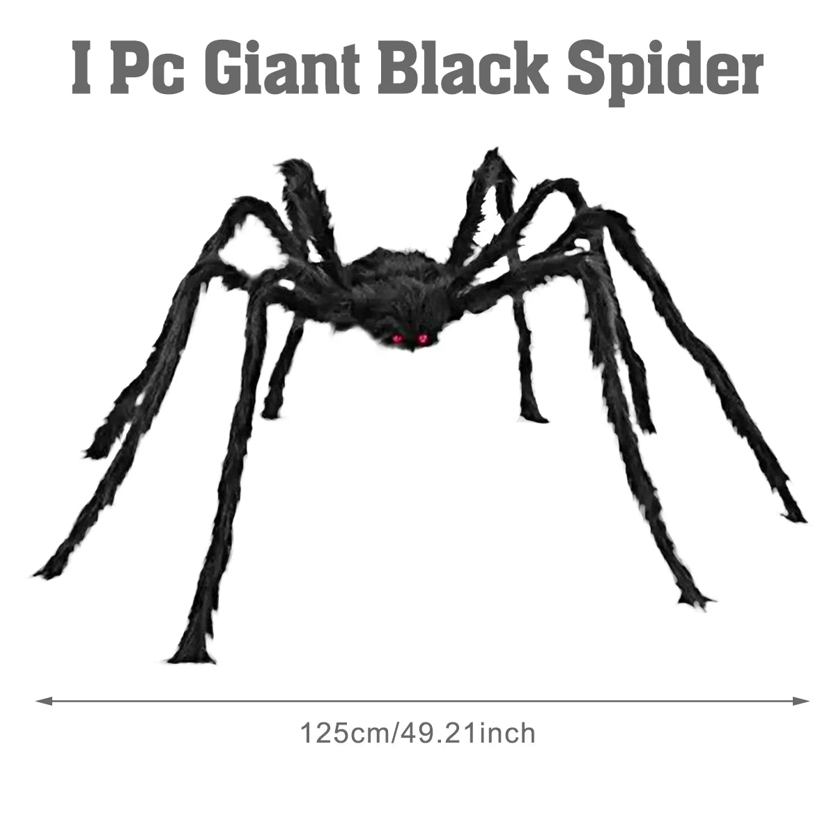 75/125cm Giant Black Spider Halloween Party Decor for Home 2025 Outdoor Haunted House Ornament Trick or Treat Big Black Spider
