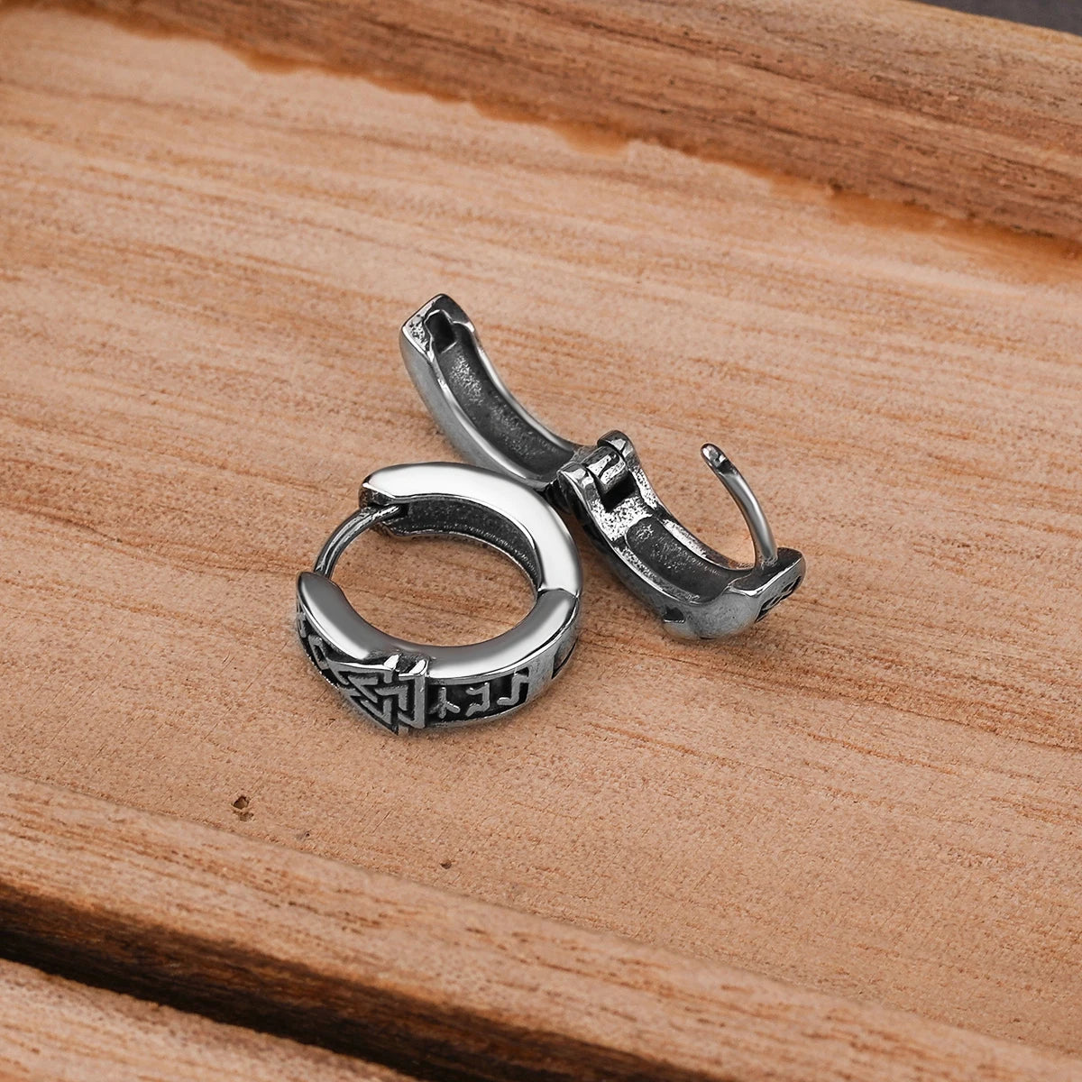 Vintage Viking Valknut Hoop Earrings Men Women Tiny Ancient Nordic Amulet Jewelry Scandinavian Rune Gift Stainless Steel Earring