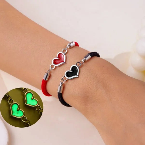 2 PCS/Set Butterfly Couples Pendant Luminous Bracelet For Women Lover Black Rope Charm Friendship Girlfriend Party Jewelry Gift