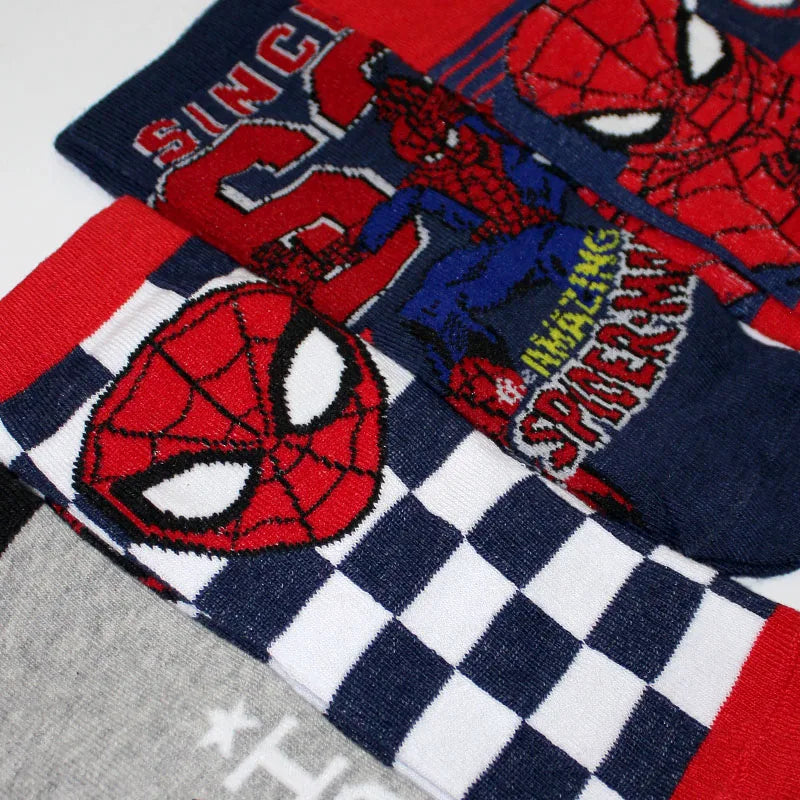 5 Pairs Spiderman Children's Socks Kawaii Soft Marvel Kids Boys Socks MiddleTube Cartoon Baby Socks Christmas Gift 2-9 Years Old