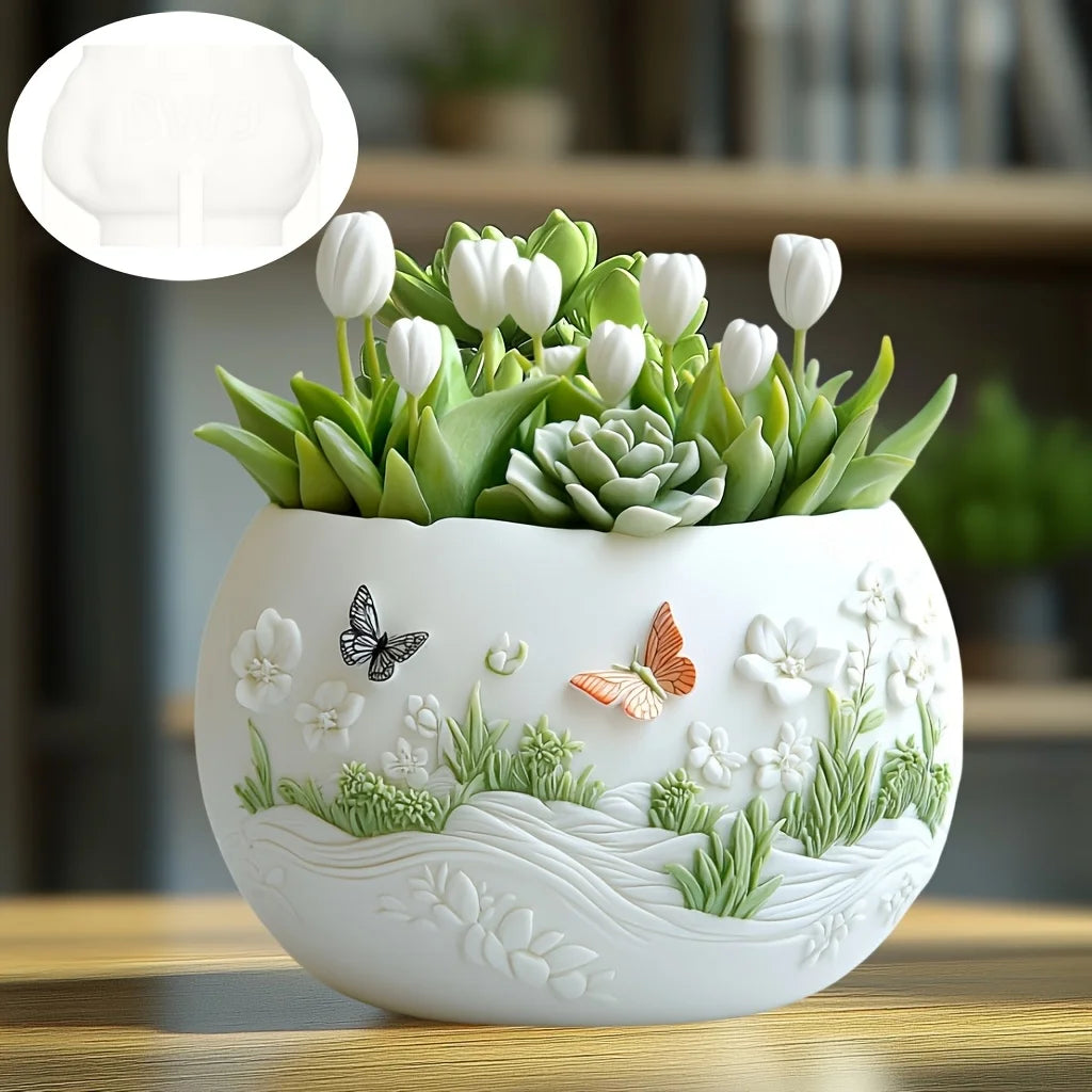 Windmill Town Succulent Plant Pot Silicone Mold  Windmill Town House Relief  Flower Pot Resin Mold Dream house storage box molds