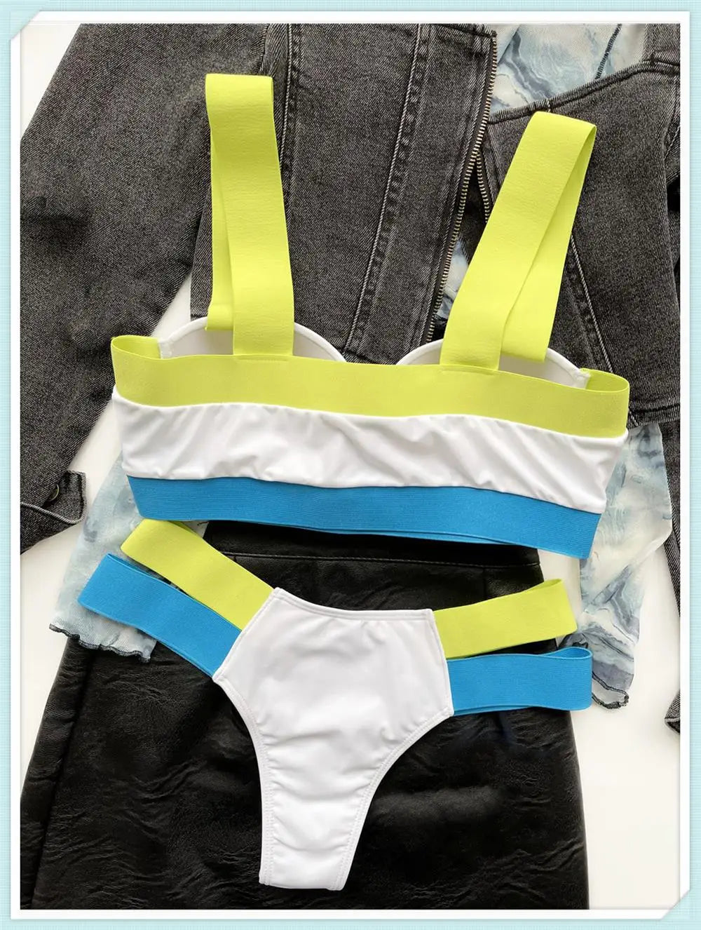 Solid Bandage Bikini Women Push Up Swimsuit Sexy Swimwear Female Brazilian Bathing Swimming Suit Bather Splicing Color Beachwear