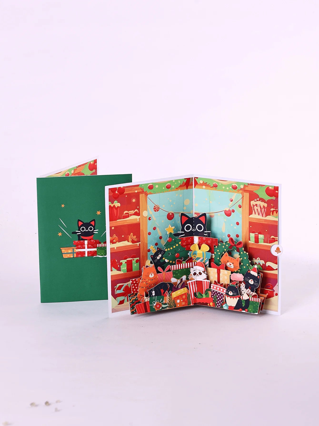 1pc Christmas Greeting Pop-up Card, Christmas Party Supplies, Christmas Gift, Christmas Pop-up Card