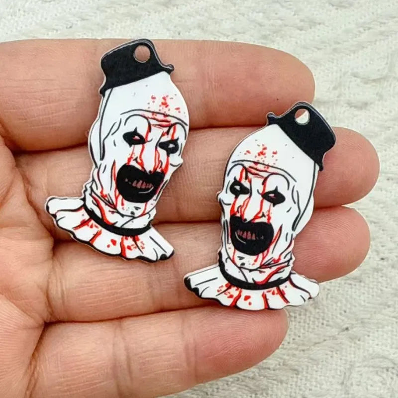 10Pcs Halloween Charms Acrylic Cartoon characters For Earring Keychain Pendant Necklace Diy Making