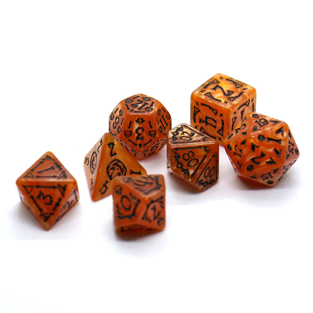 7pcs Set Relief Halloween Pattern Board Game Dice Set, DND Game Dice