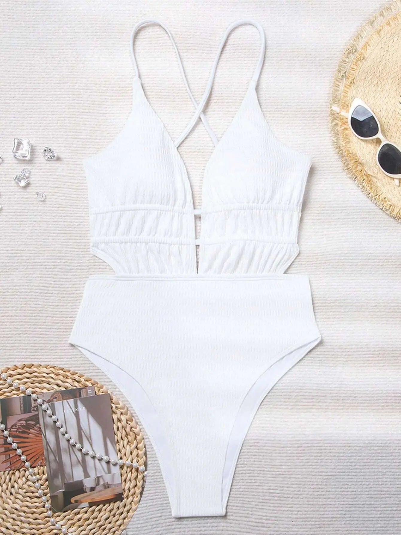 2024 Women Deep V-neck Piece Swimsuit Summer Push Up Swimwear Female Beachwear Bathing Suits Micro Korean Monokini