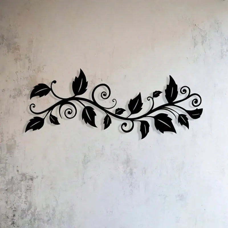 "Ink Vine Shadows" Ivy Metal Wall Sculpture|Large Black,Laser-Cut Wrought Iron,Waterproof,Halloween&Christmas Gift,Bedroom Decor
