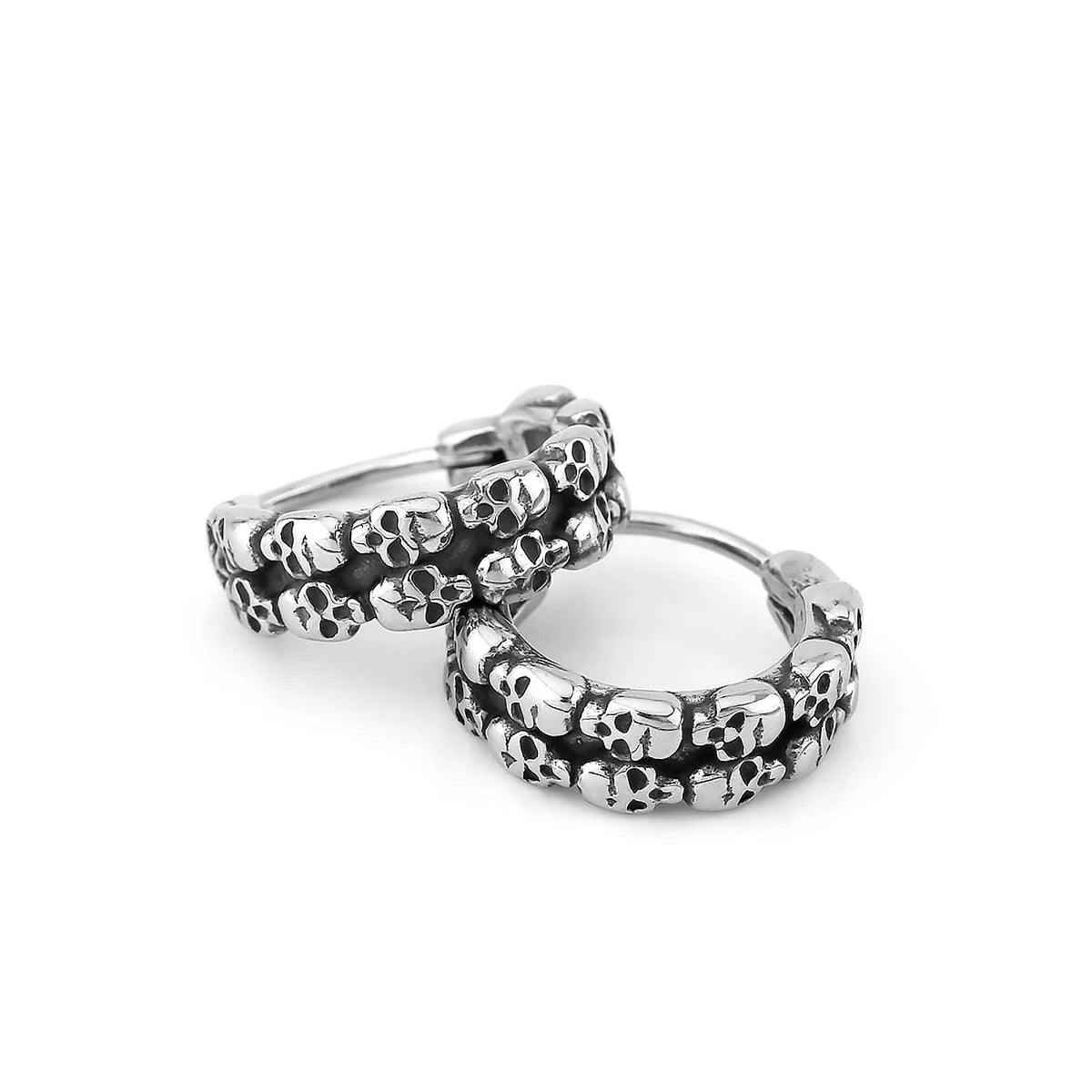 Gothic Fashion Skull Earrings For Men Hip Hop Rock Biker Accessories Punk Boys Vintage Stainless Steel Skeleton Cool Jewelry