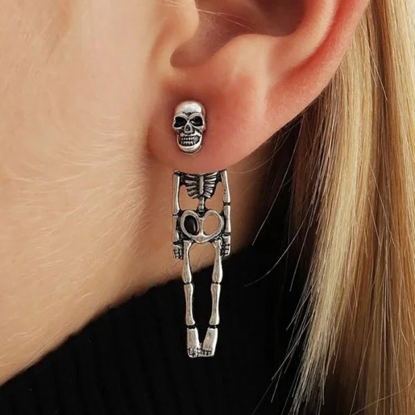 Halloween Skeleton Bride Skull Tassel Ear Dangle Earrings for Women Gothic Skull Drop Earrings Festival Party Jewelry Gift