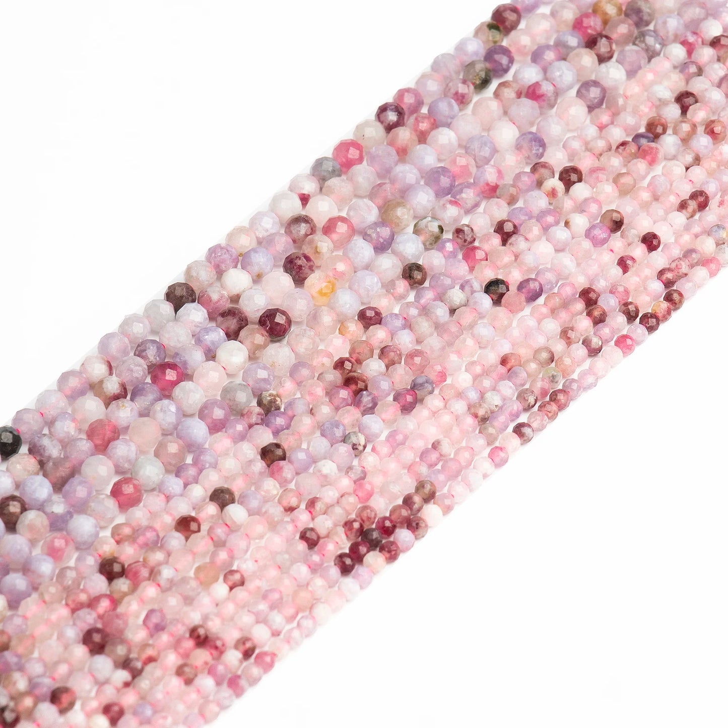 2 3 4mm Natural Red Tourmaline Stone Bead Small Faceted Round Loose Bead For DIY Bracelet Necklace Jewelry Making Accessory 15''