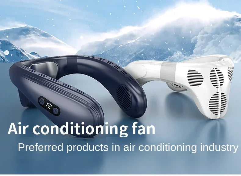 New Neck Air Conditioner Portable Neck Fan Rechargeable Semiconductor Cooling Bladeless Fan Outdoor Personal Fan Wearable Cooler