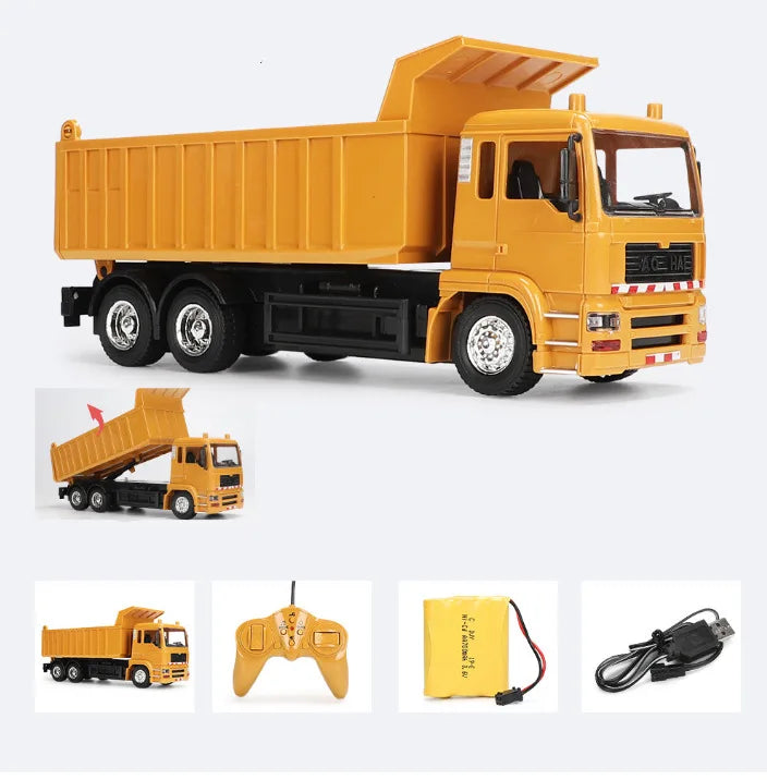 RC Truck 2.4G Remote Control Excavator Engineering Transport Vehicle 1:24 Dump Truck Mixer Heavy Crane Toy Kid Christmas Gift