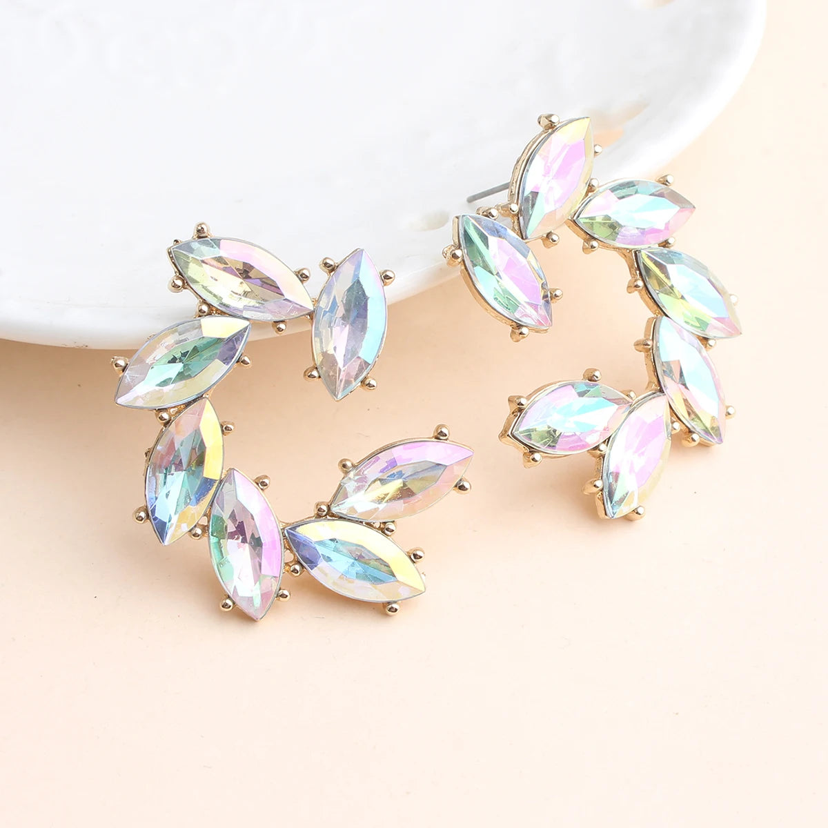 Elegant Tree Shape Acrylic Opal Stone Stud Earrings Statement Women Piercing Earrings 2019 New Trendy Jewelry Gift
