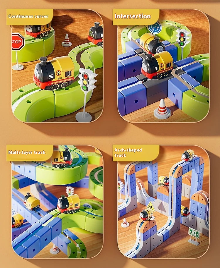 Magnetic Car STEM Racing Car Railtrack Set 2025 - Montessori Motorized Train & Gravity Maze Toy, Christmas Gift for Kids