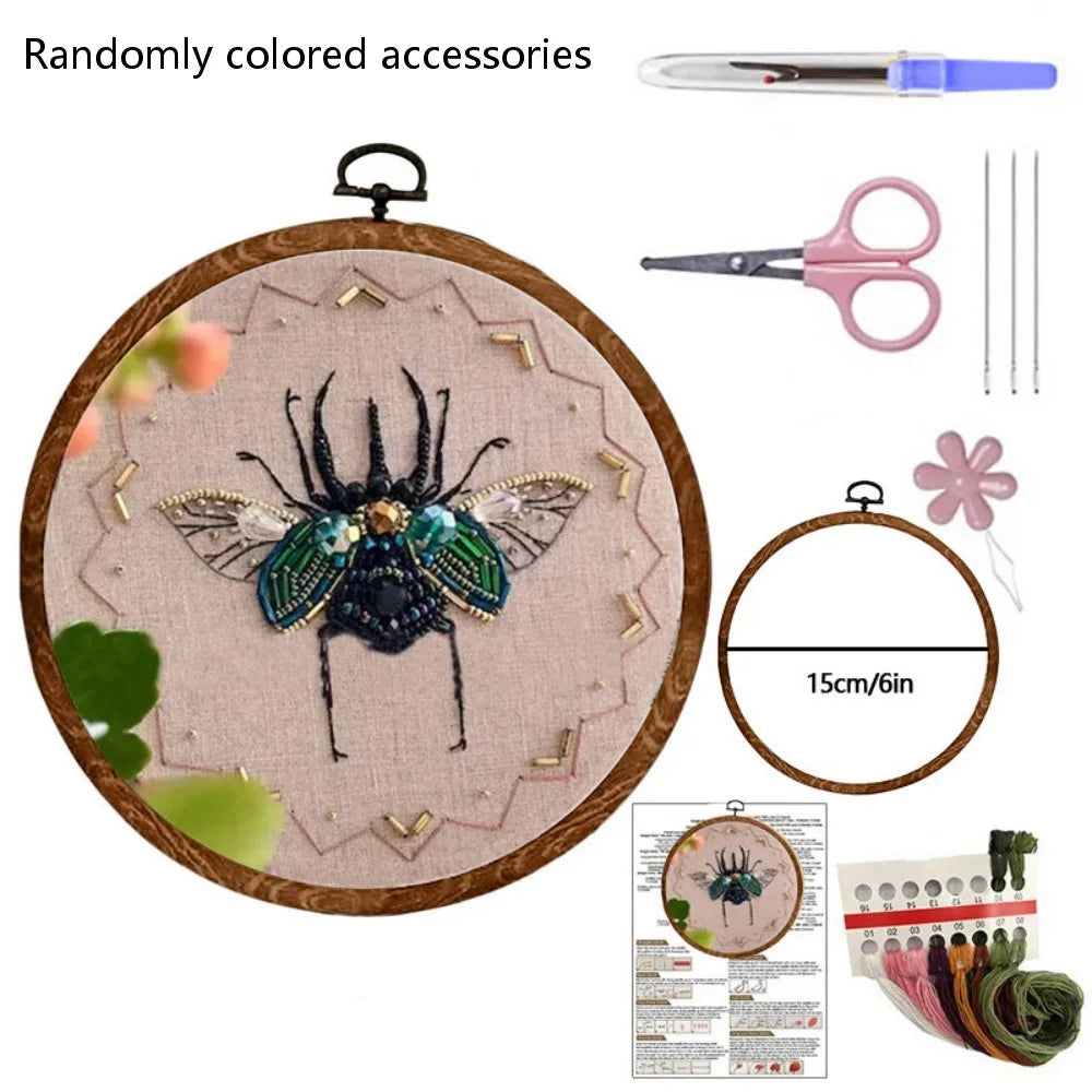 Insect Bead Embroidery DIY Craft Kit Cartoon Cross Stitch Insect Series Bead Embroidery Engraved Insect Pattern Set