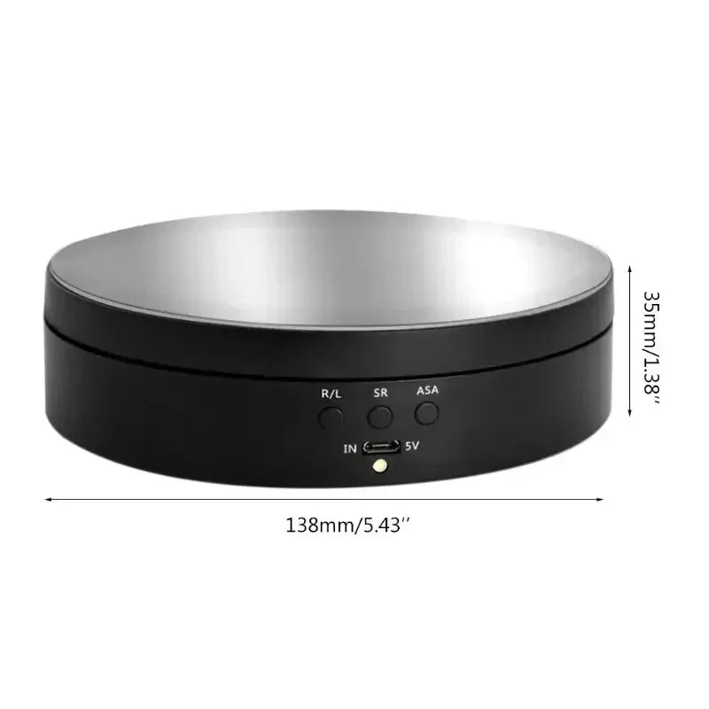 Electric 360 Degree Rotating Display Stand 3Speed Mirror Turntable Jewelry Stand Battery/USB Power Supply,Photography Shooting