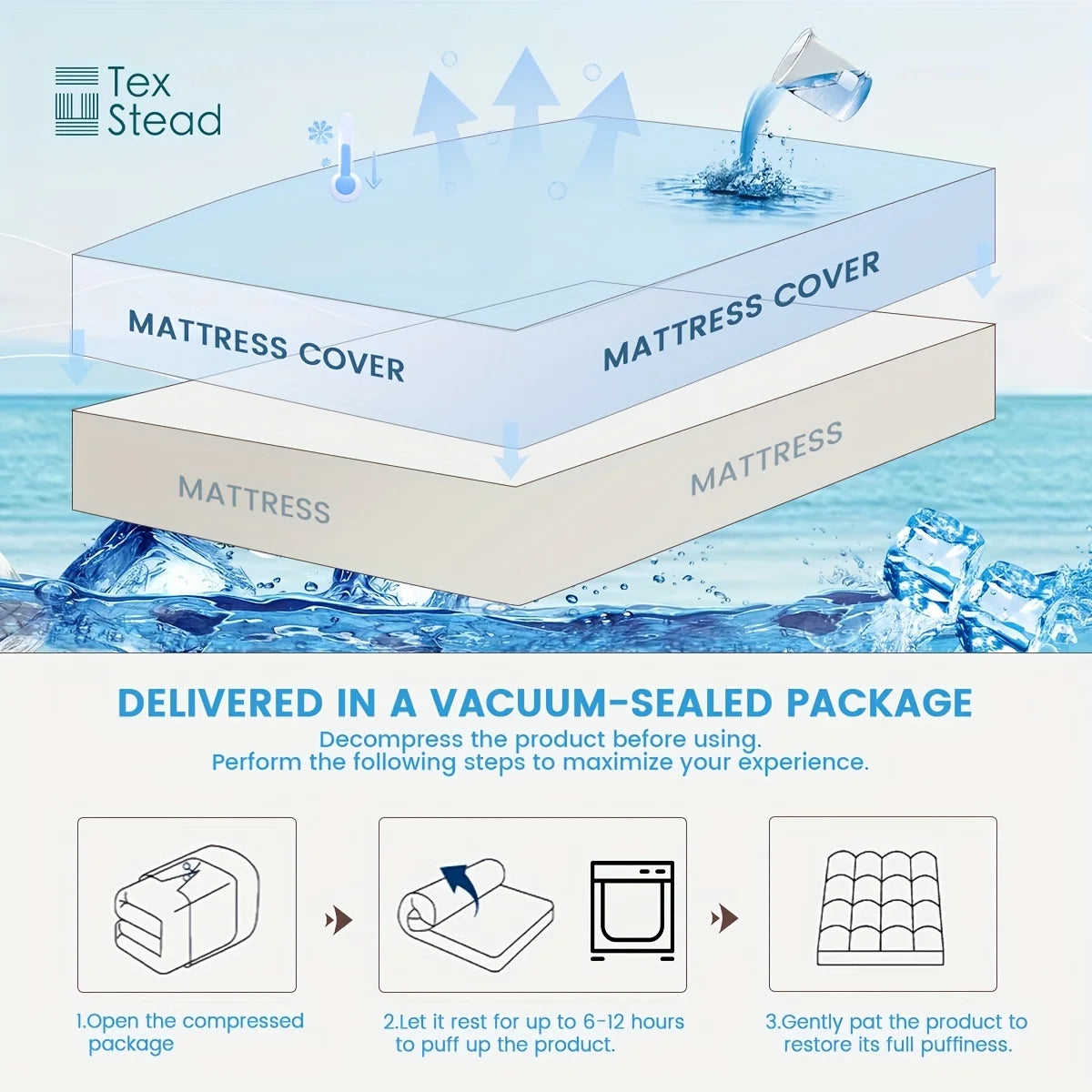 1 Pc Cooling fitted mattress topper waterproof fiitted sheet, Luxurious Soft for Hot Sleepers, Soft Fabric with Deep Pocket