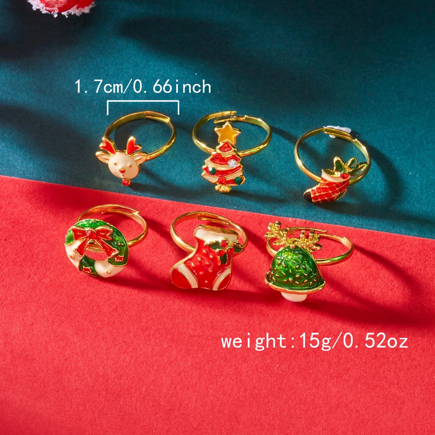 Christmas Tree Zircon Christmas Opening Ring For Women Dripping Oil Santa Cartoon Ring Elk Snowman Xmas Party Jewelry Friend