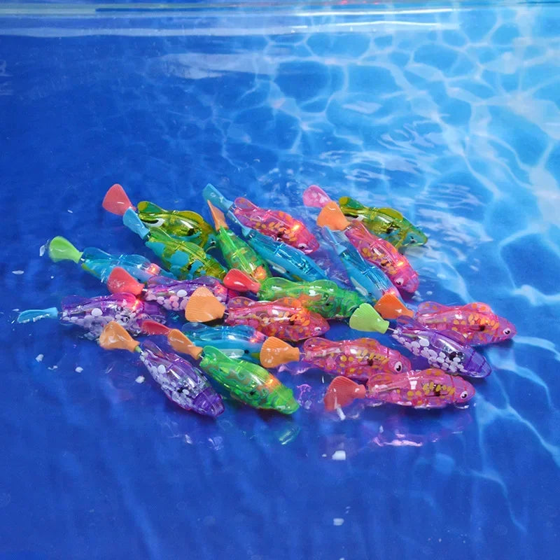 Electronic Fish Baby Summer Bath Toy Pet Cat Toys Swimming Robot Fish With LED Light Water Swim Pool Bathtub Toys Christmas Gift