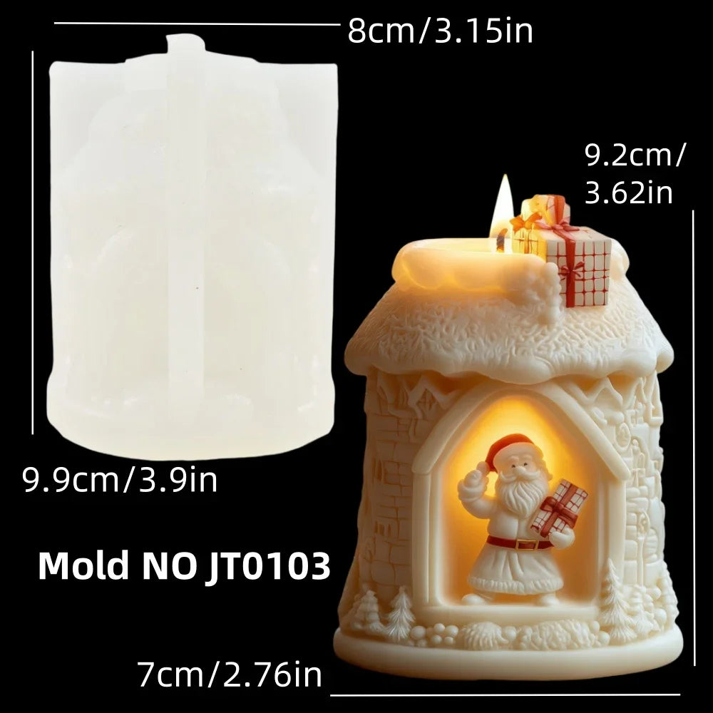 Santa Spherical Scented Candle Silicone Mold Wear Hat Santa Spherical Resin Mould Santa Relief Plaster Molds Christmas Gift