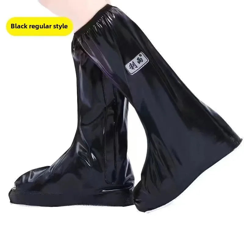 Rain Thickened Boot Shoe Cover Black Waterproof with Reflector High Top Non-slip Shoes Dust Covers Motorcycle Bike Rain Cover