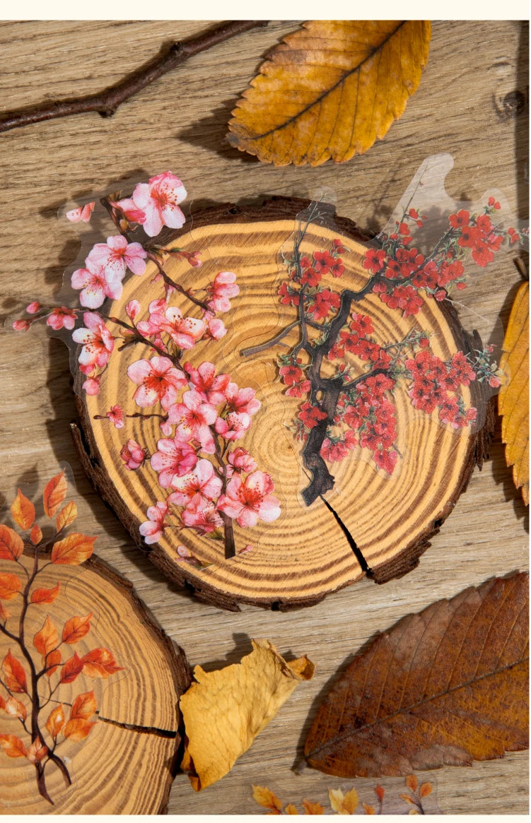 30pcs Plants Flowers Branches leaves Decorative PVC Stickers Scrapbooking Label Diary Stationery Album Phone Cup Journal Planner