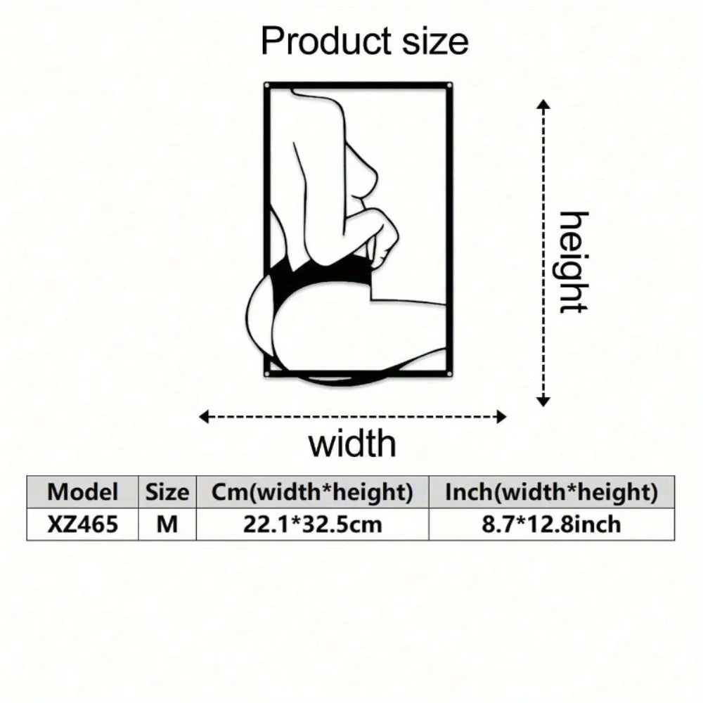 1PC Modern Female Silhouette Metal Wall Sculpture|Black Plaque,Farmhouse Style,Halloween&Christmas Gift,Bathroom Decor