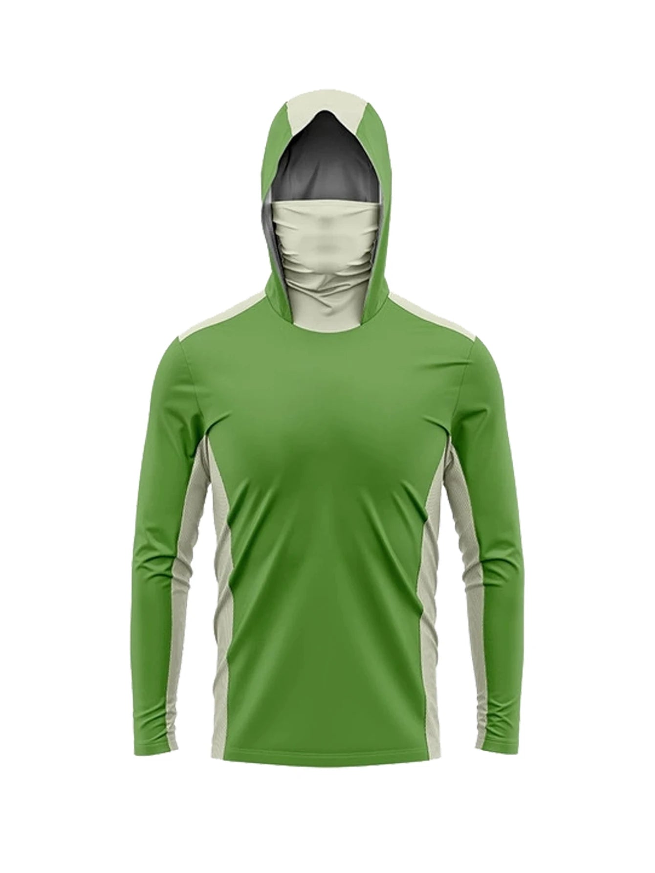Long Sleeve Fishing Shirts Men Sun Protection Hoodie Mask All-in-one Fishing Clothing Hunting Camping Angling T-shirt Upf