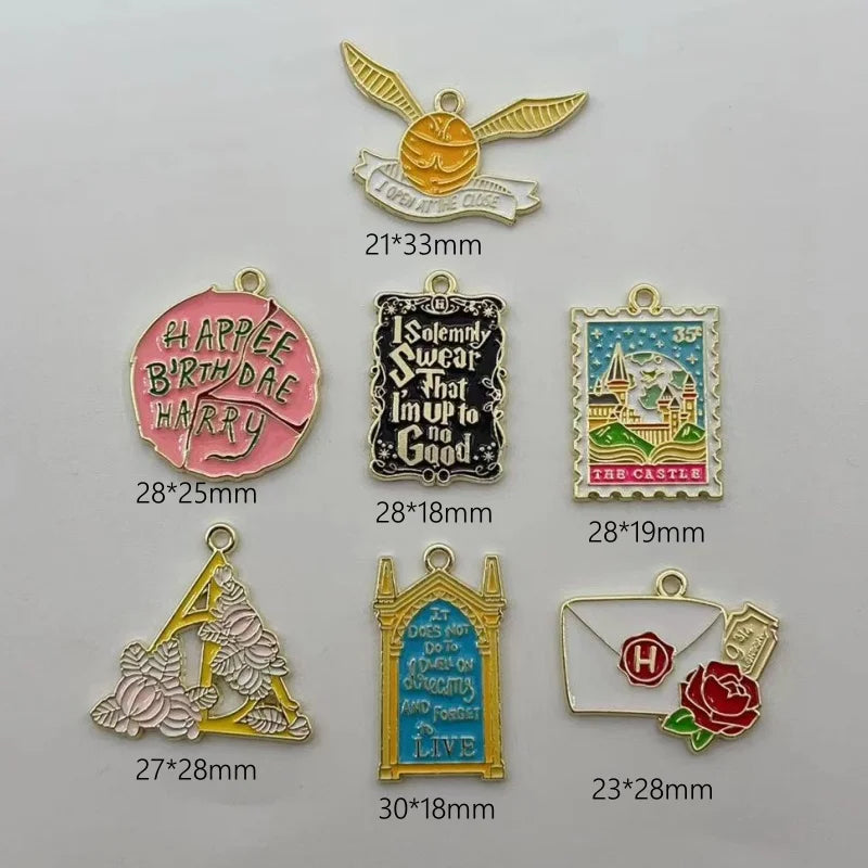 10PCS New Alloy Dripping Charm Charm Pendant Cartoon School of Magic Pendant DIY Keychain Earrings Jewelry Accessories