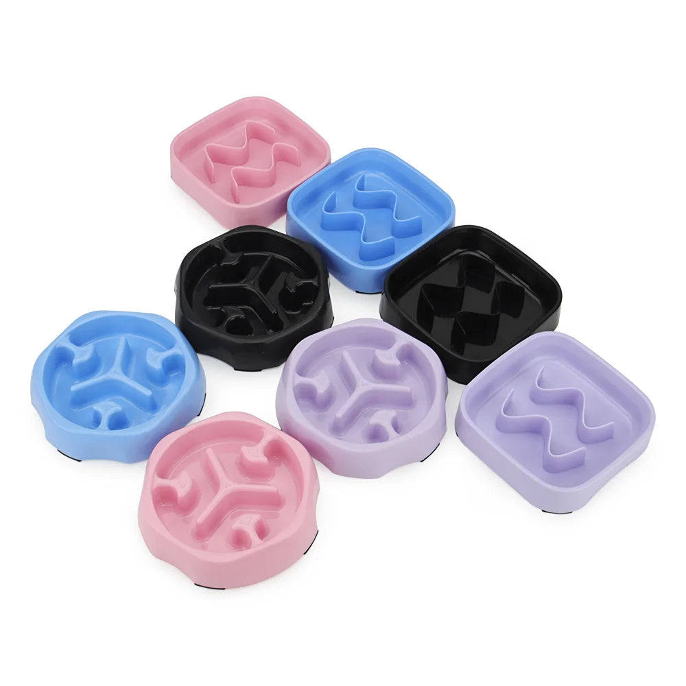 Small Dog Slow Food Bowl Anti Choking Cat Pet Bowl Puppy Feeder Supplies Square/Round