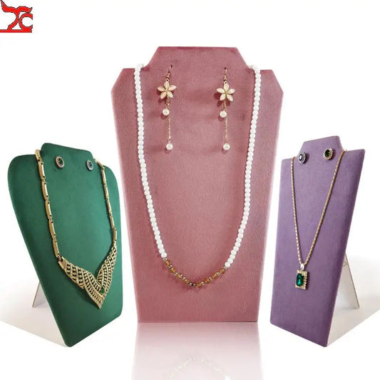 Wooden Necklace Stand White Pu Jewelry Pendant Display Holder Organizer Storage Easel Shelf Rack 3 Color 12.5*22.5Cm
