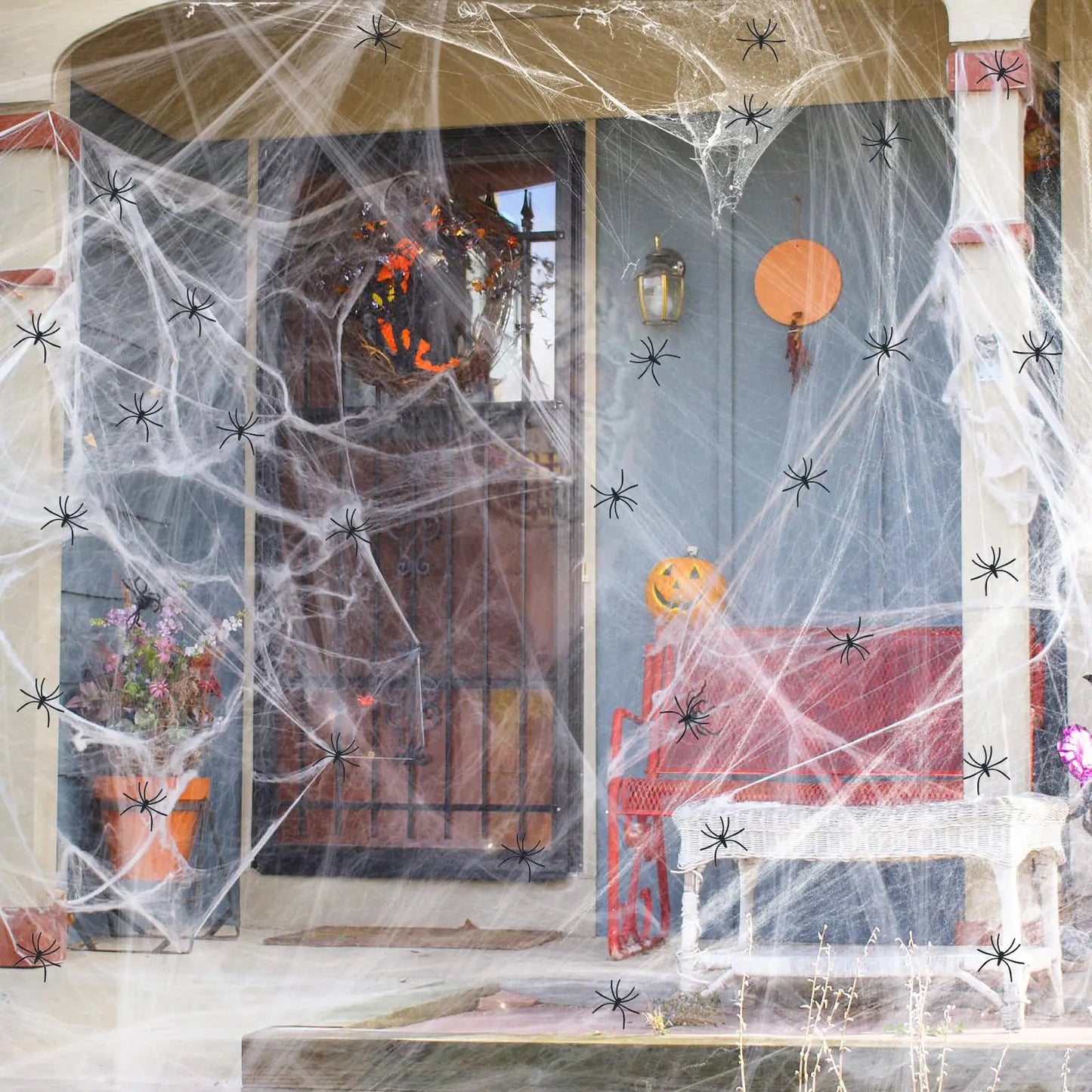White Spider Web For Halloween Decorations Artificial Stretchy Cobweb For Halloween Scary Party Scene Decor Haunted House Props