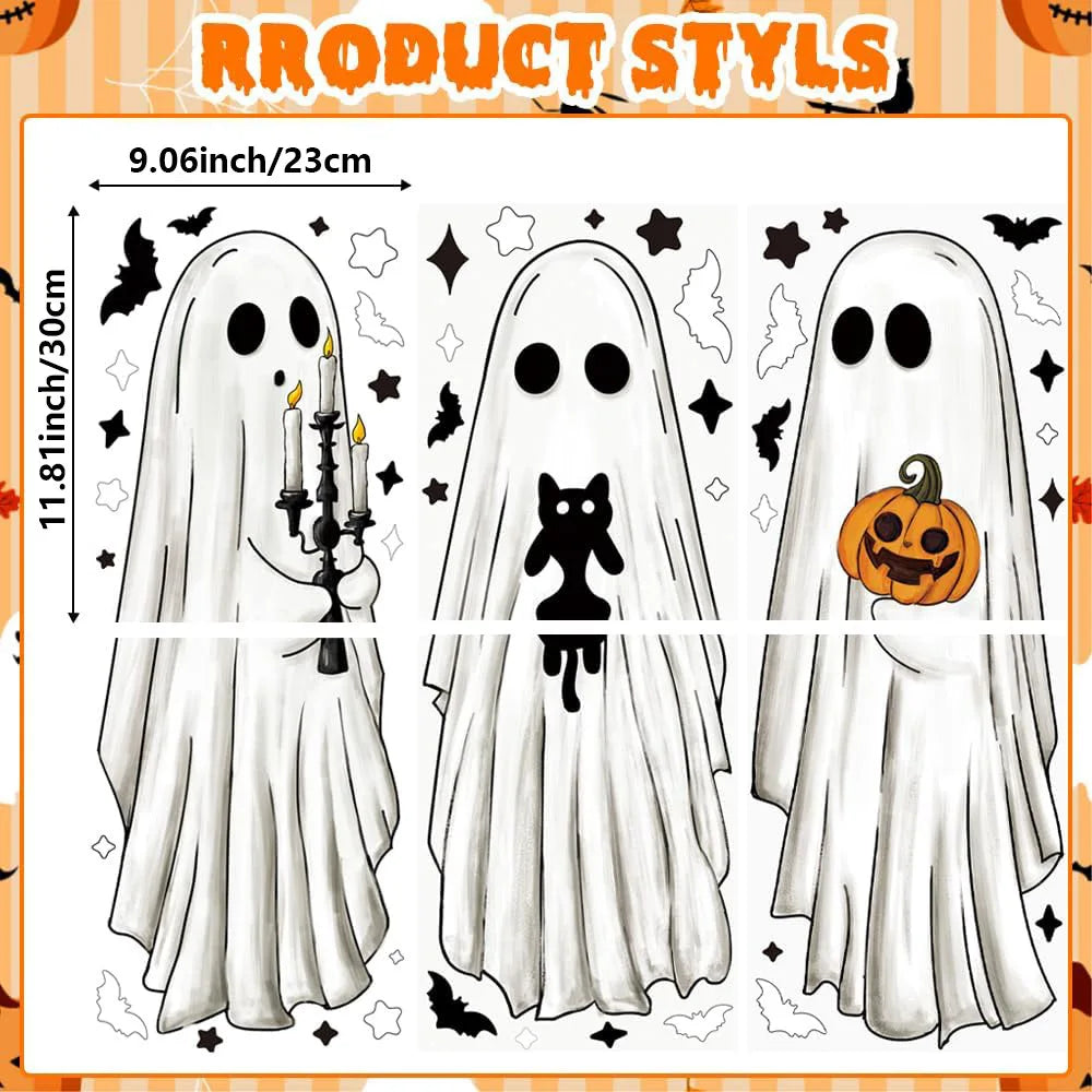 Halloween Window Decoration Stickers Ghost Scene PVC Self-Adhesive Glass Clings Holiday Atmosphere Decor Clearance Sale Set