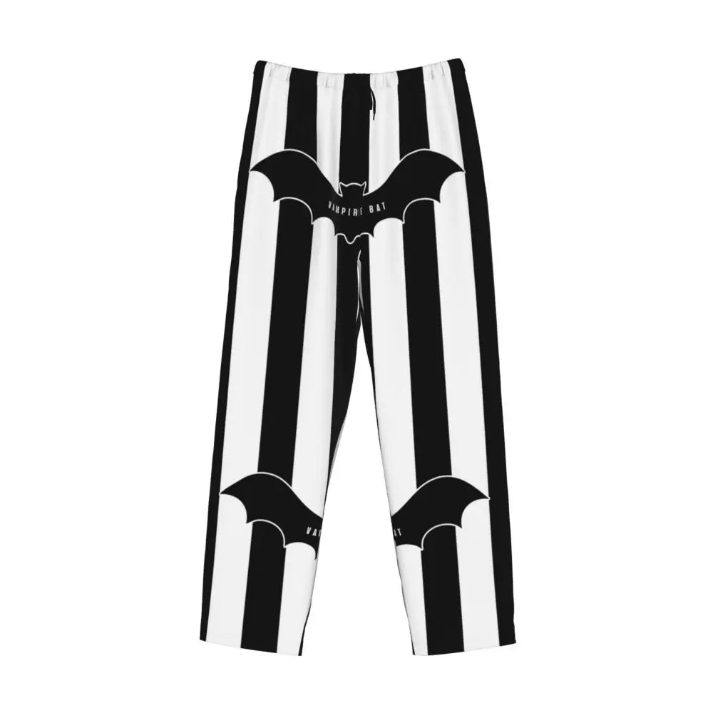 Custom Cute Spooky Halloween Bats Black And Purple Pajama Pants for Men Lounge Sleep Drawstring Sleepwear Bottoms with Pockets