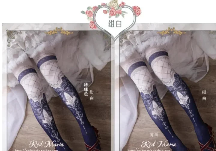 Japanese Style Lolita Socks Vintage Original Print Pantyhose Lady Girls Autumn Winter Tights Stocking Fashion Leggings