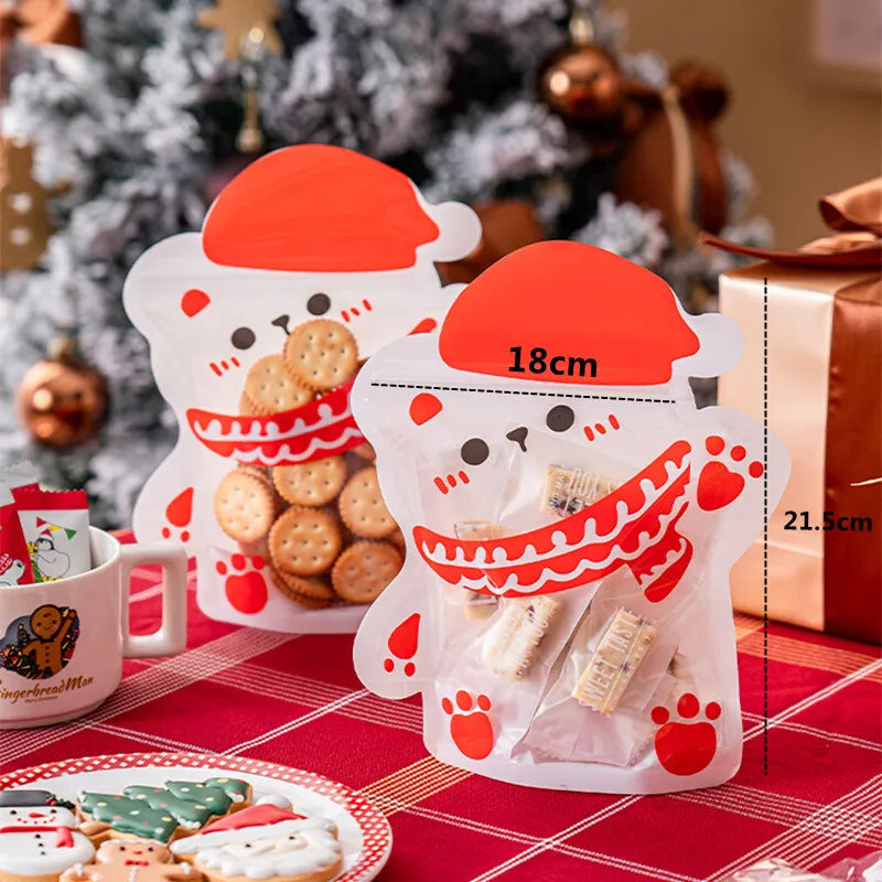 LBSISI Life 25pcs Ball Shape Christmas Gift Bag For Candy Chocolate Cookie Nougat Biscuit Packing Gift Tree Santa Zipper Bags