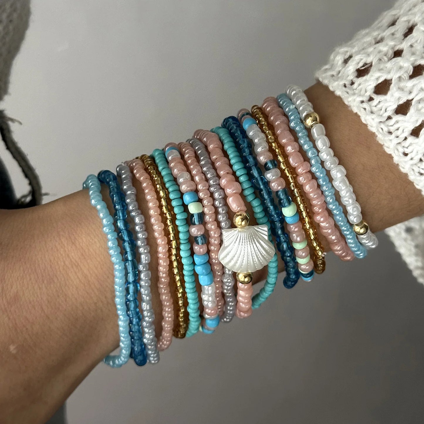 Bohemian Imitation Shell Beads Bracelet For Women Sea Star Turtle Woven Rope Bracelet Handmade Friendship Beach Holiday  Jewelry
