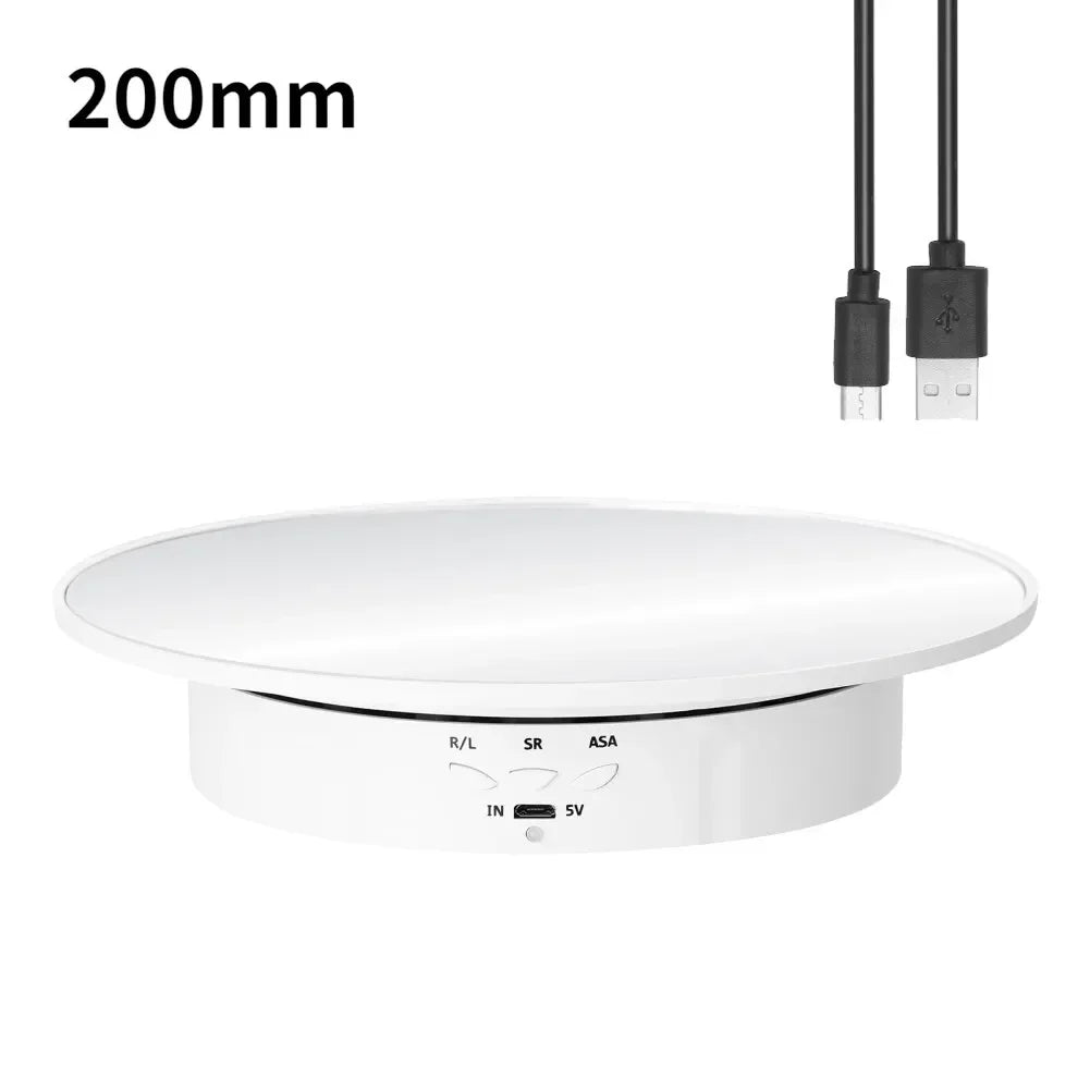 Electric 360 Degree Rotating Display Stand 3Speed Mirror Turntable Jewelry Stand Battery/USB Power Supply,Photography Shooting