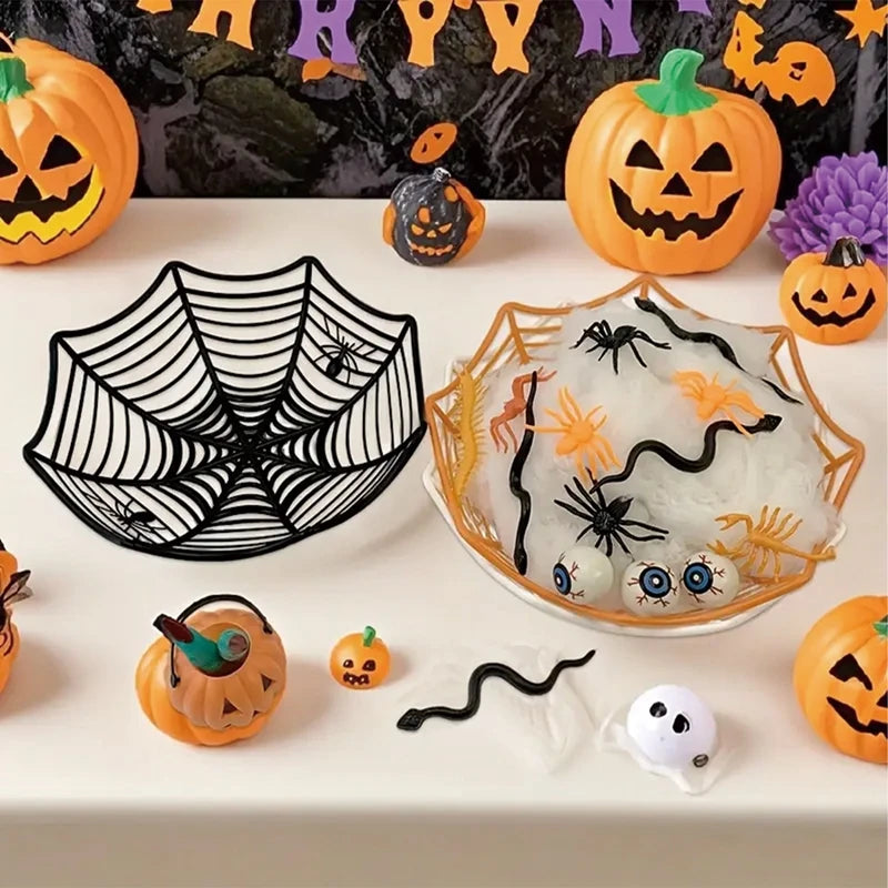 Halloween Cobweb Candy Bowl Set Halloween Theme Party Decoration Kids Favors Pumpkin Ghost Basket Trick or Treat Party Supplies