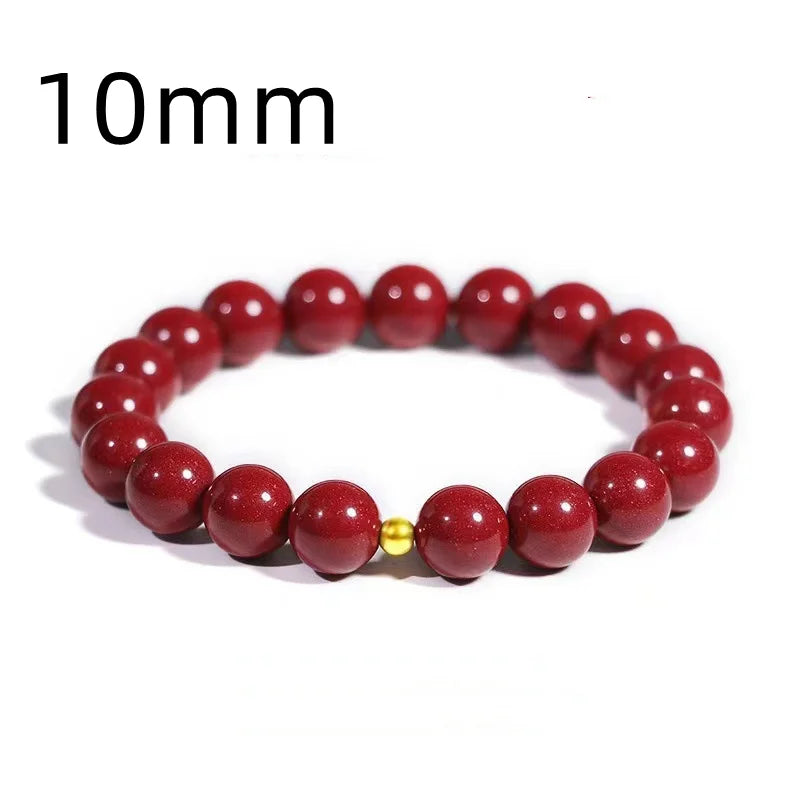 Lucky Imitation of Hotan Jade Cinnabar Red Gold Color Bead Natural Stone Beaded Bracelet for Women Bracelet Party Good Luck Gift