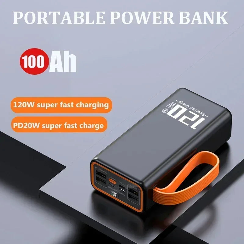 200000mAh Two-way Fast Charging 120W Portable Charger Power Bank Fast Charging External Tito C for xiaomi iPhone W/LED Light