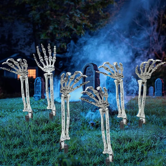 1-4PCS Halloween Simulation Skeleton Hand Prop Halloween Yard Floor Insert Ghost Hand Hand Bone Ghost Festival Dress Up Props