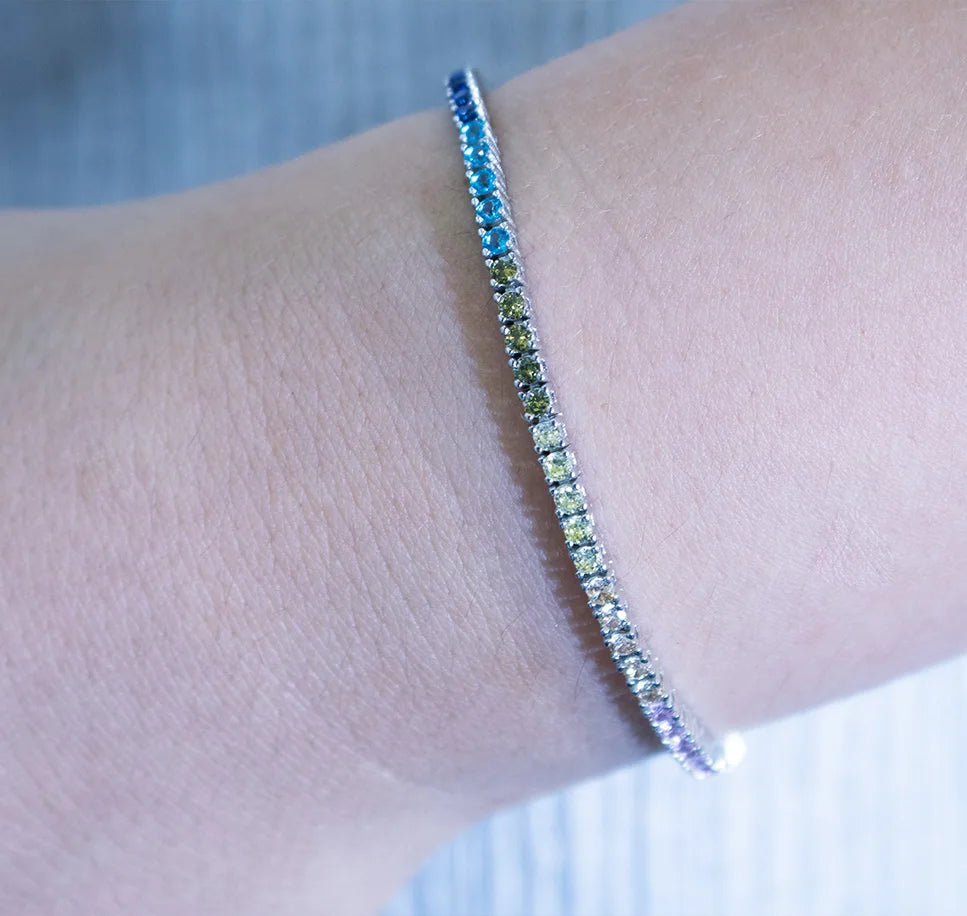 2mm Rainbow Tennis Bracelet Silver 925 Bracelet luxury Bracelets with Exquisite Box 2024 Woman