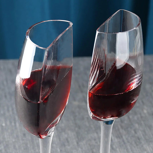Creative Wine Glass 140ml Half Shape Crystal Glass Cups with Stem Portable Wine Cups for Birthday Party Tableware Christmas Gift