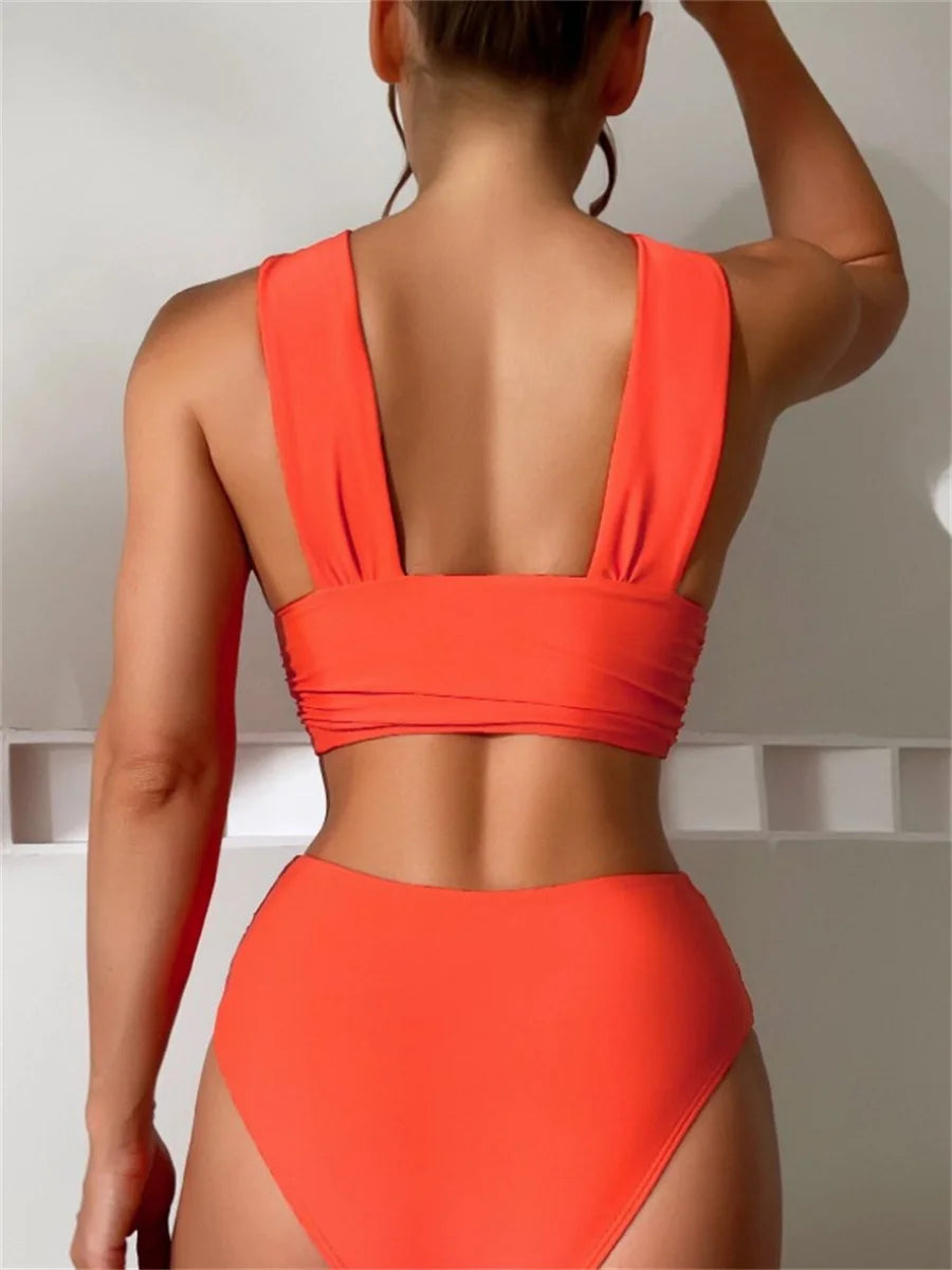 Sexy Black Blue Bikinis Sets Women Halter Cross Hollow Out Push Up High Waist Swimsuit 2025 Bathing Suit Two Piece Swimwear