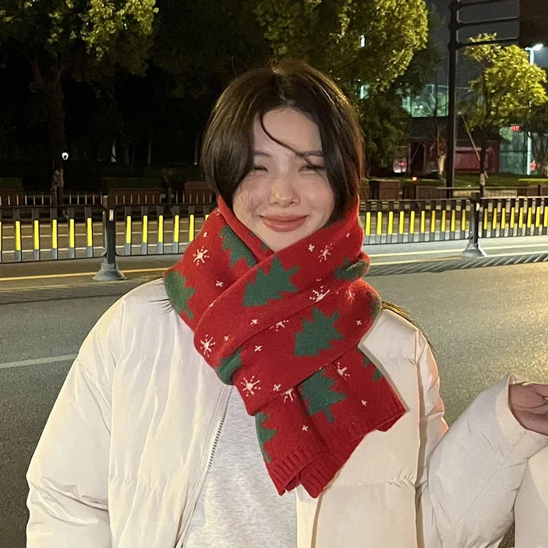 fashionable Christmas Tree scarf warm shawl Christmas scarf student couple Christmas gift 2026 Winter Warm Neck Protection Scarf